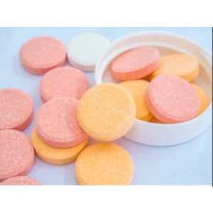 Close-up Of Chewable Vitamin Tablets Neatly Arranged In Blister Pack