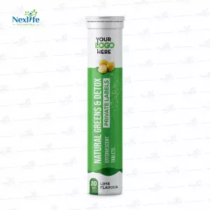 Natural Greens Effervescent Tablet Dissolving In Glass Of Water
