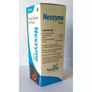 Bottle Of Nexzyme Syrup Showing Label And Packaging