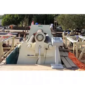 Hydraulic Plate Bending Machine Showing Rollers And Control Panel