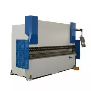 NC Hydraulic Press Brake Machine Operating At Industrial Workshop