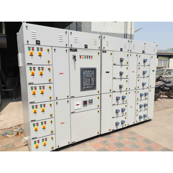 Power Control Center Panel Showing Internal Wiring And Circuit Breakers