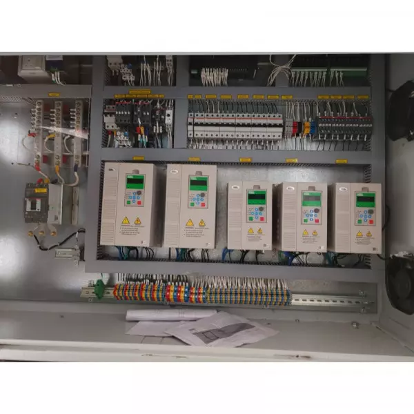 PLC Control Panel Setup Showing Wiring And Components