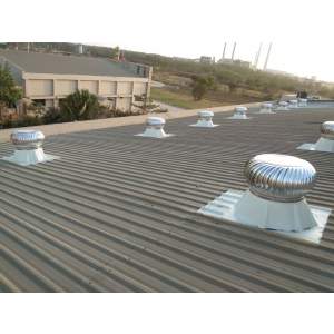 Stainless Steel Turbo Ventilator Installed On Industrial Roof