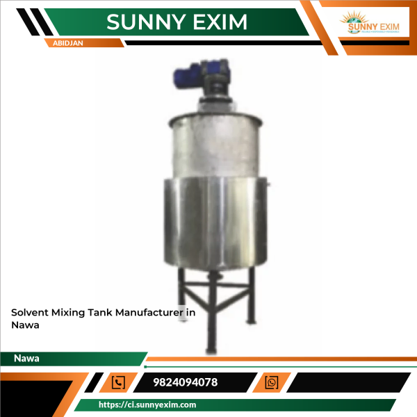 Solvent Mixing Tank Made Of Stainless Steel Showing Agitator System