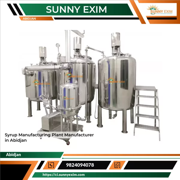 Syrup Manufacturing Plant Equipment Setup With Stainless Steel Tanks And Control Panels