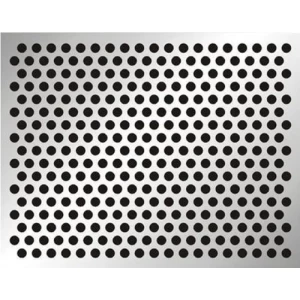 Close-up View Of Stainless Steel Perforated Sheet Showing Round Holes Pattern
