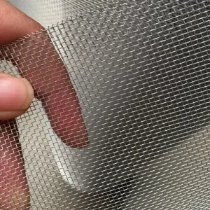 Close-up View Of Stainless Steel Wire Mesh Showing Woven Metal Strands
