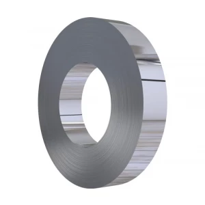 Close-up View Of Stainless Steel Strip Coil Showing Smooth Surface And Precise Edges