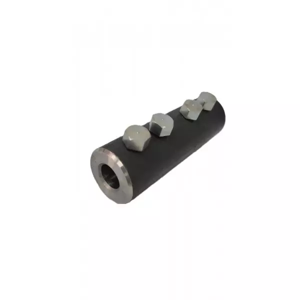 Close-up Image Of A 12mm MBT Rebar Coupler Threaded Onto A Steel Reinforcement Bar
