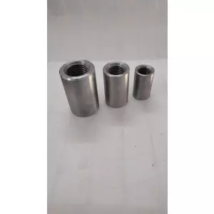 Close-up View Of A 20mm Rebar Coupler Connecting Two Steel Bars