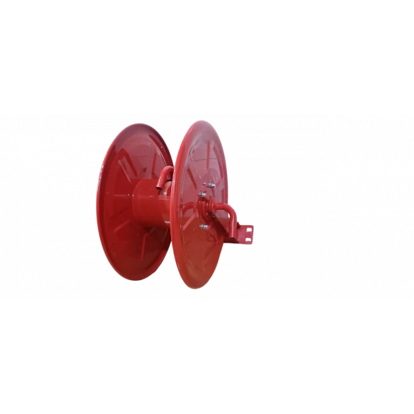Compact Fire Hose Reel Stand Installed Indoors Showing Durable Metal Frame
