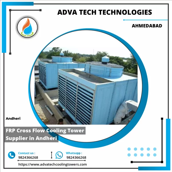 FRP Cross Flow Cooling Tower Unit Installed At An Industrial Plant
