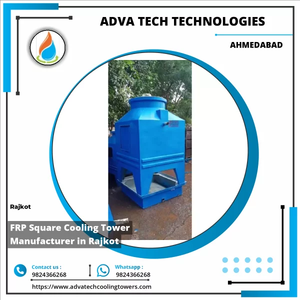 FRP Square Cooling Tower Installed At Industrial Site Showing Robust Design