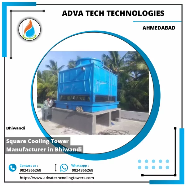 Square Cooling Tower Operating In An Industrial Setting