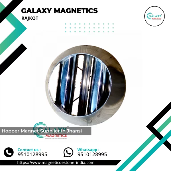 Hopper Magnet Installed Above Material Chute Capturing Metal Particles