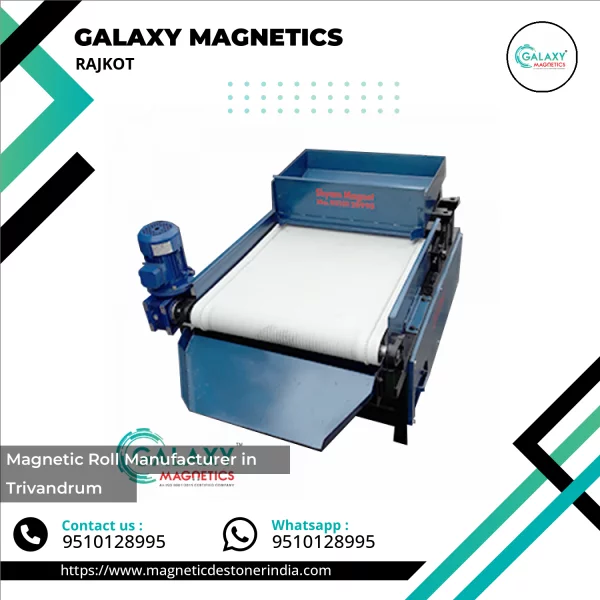 Industrial Magnetic Roll Installed On Conveyor System For Metal Separation