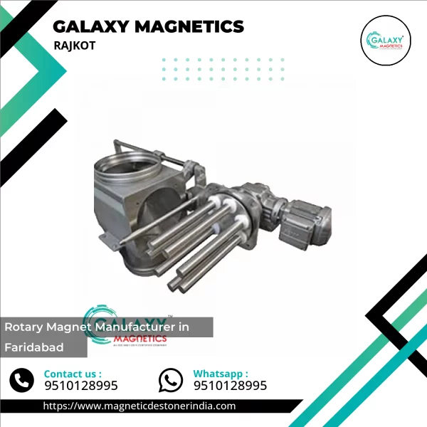 Rotary Magnet Installed In Industrial Conveyor System Removing Ferrous Contaminants
