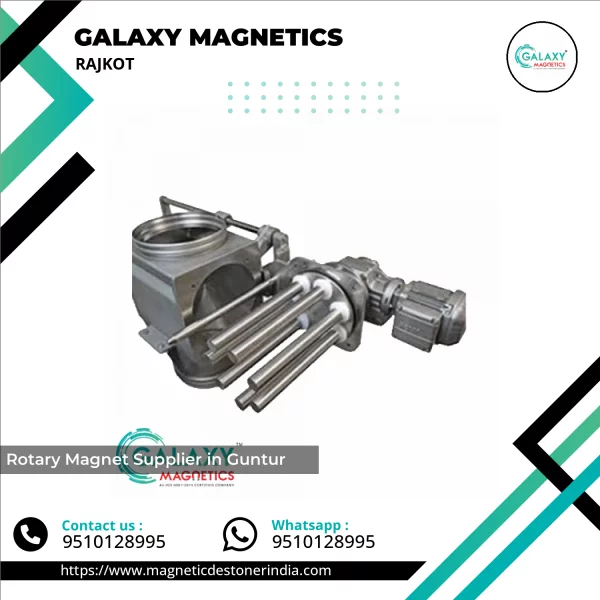 Rotary Magnet Machine Installed On Conveyor Belt Removing Metal Contaminants