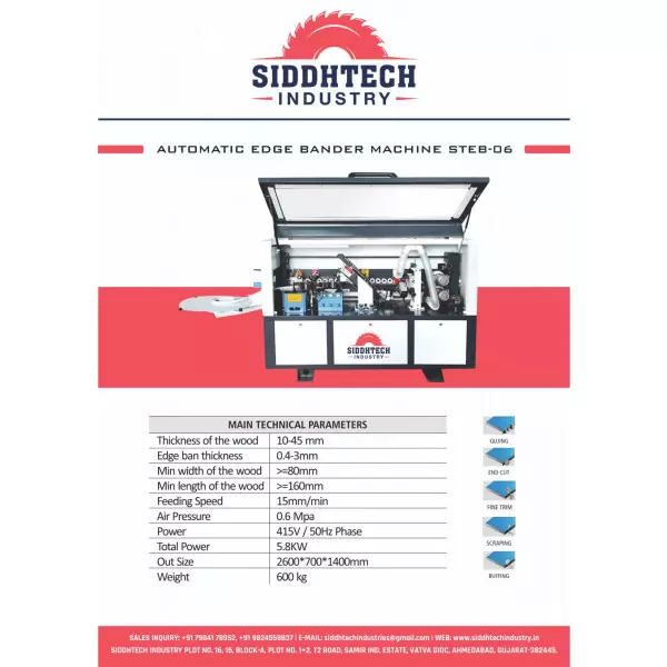 Automatic PVC Edge Bander With EndCutting Edge Rounding Spray With Buffing