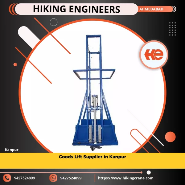 Hydraulic Goods Lift Installed Inside An Industrial Warehouse