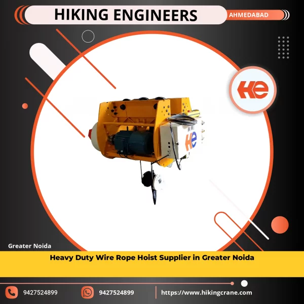 Heavy Duty Wire Rope Hoist Installed In Industrial Site Showing Lifting Operation