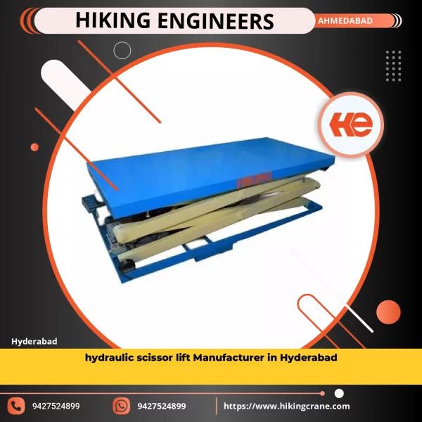 Hydraulic Scissor Lift With Extended Platform Used In Industrial Setting