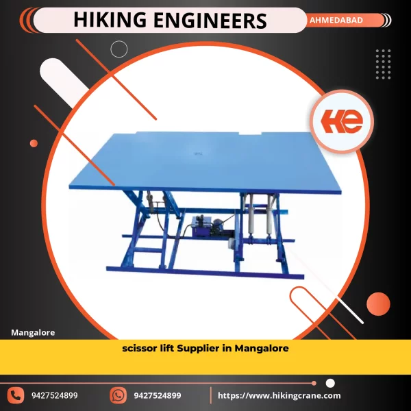 Scissor Lift Machine Operating At Construction Site