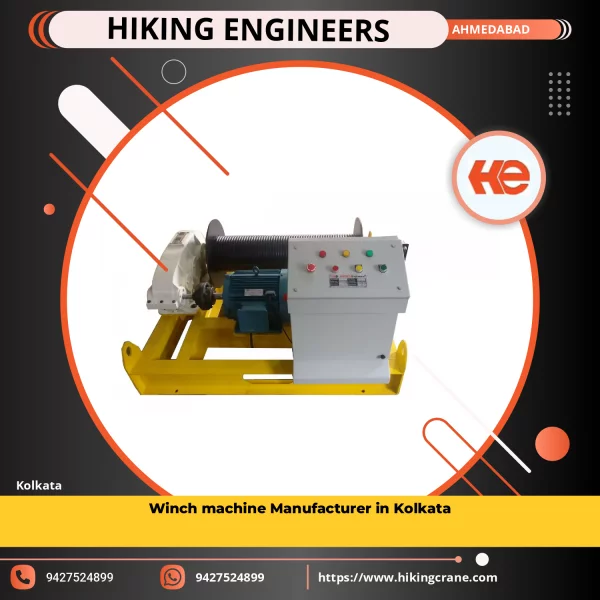 Industrial Winch Machine Lifting Heavy Load At Factory Site