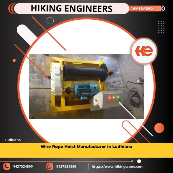 Wire Rope Hoist Lifting Heavy Load In Industrial Setting