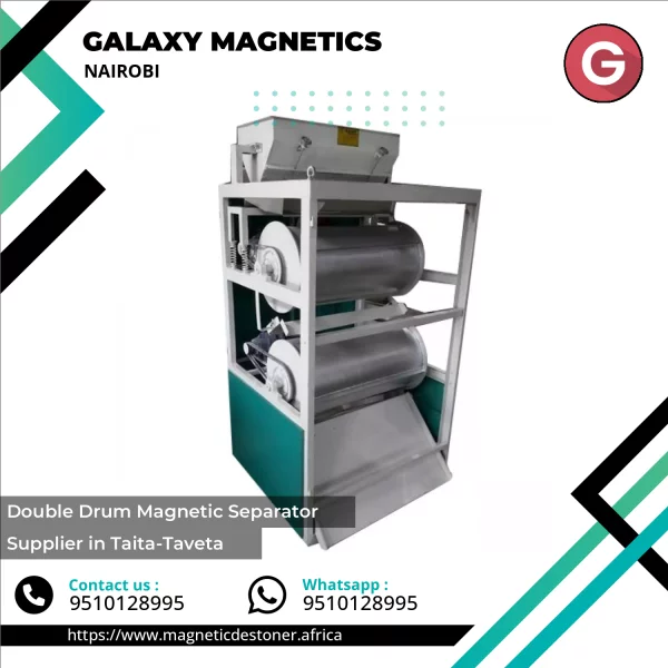 Double Drum Magnetic Separator Installed In Industrial Setup Showing Steel Drums And Control Panel