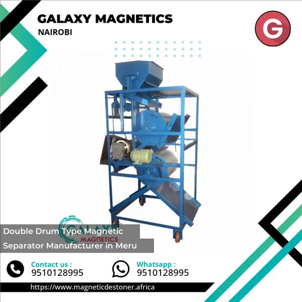 Double Drum Magnetic Separator Machine Installed In An Industrial Facility
