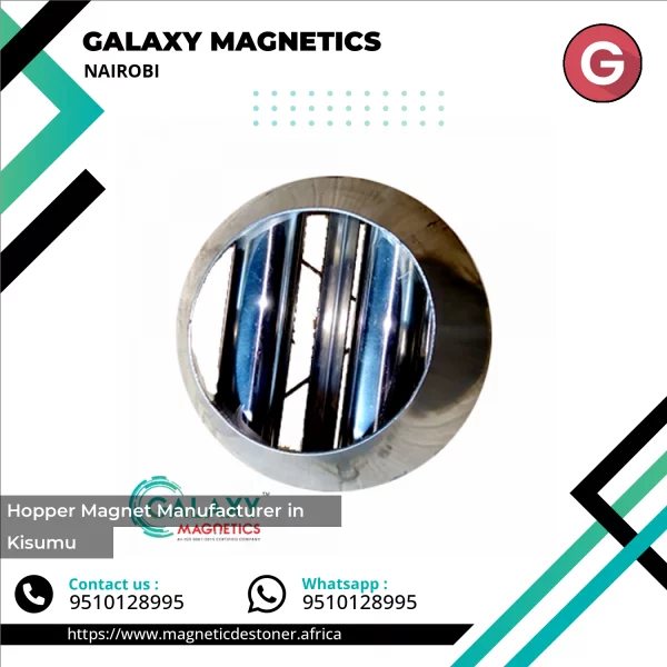 Hopper Magnet Installed In Industrial Chute Capturing Metal Particles