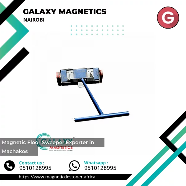 Industrial Magnetic Floor Sweeper Collecting Metal Debris On Concrete Floor
