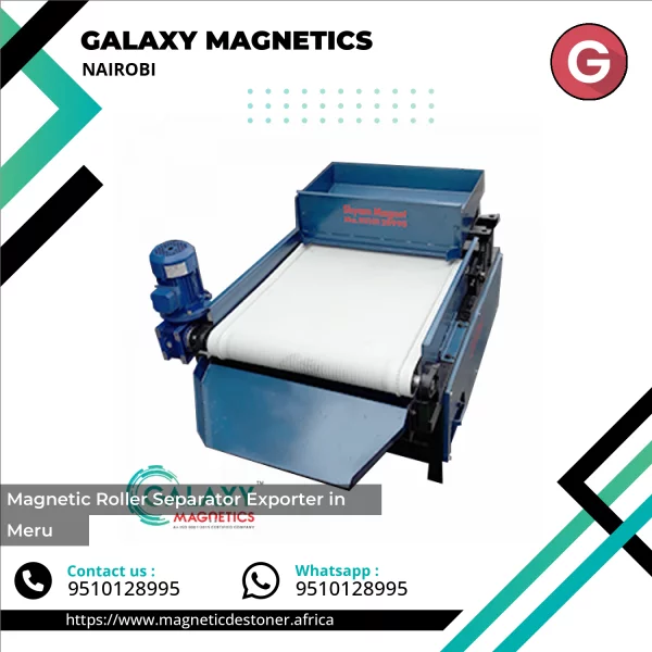 Industrial Magnetic Roller Separator Installed On A Conveyor System