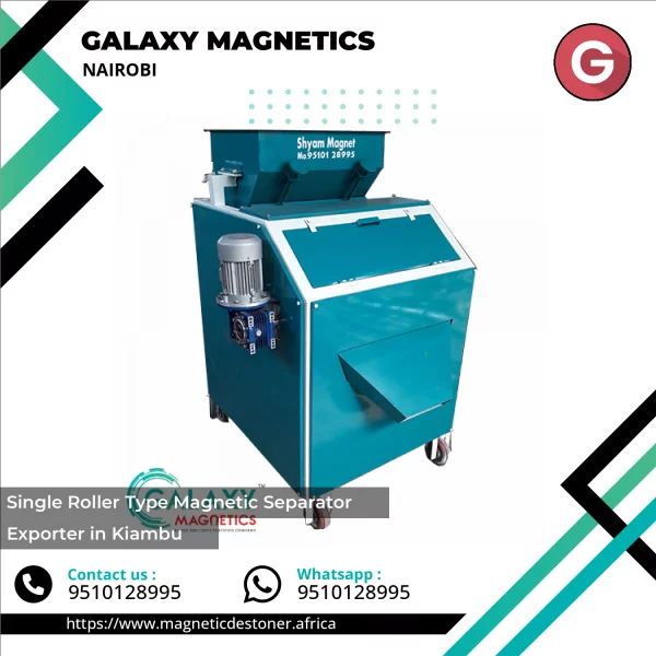 Single Roller Type Magnetic Separator Installed On Conveyor Belt Removing Metal Particles
