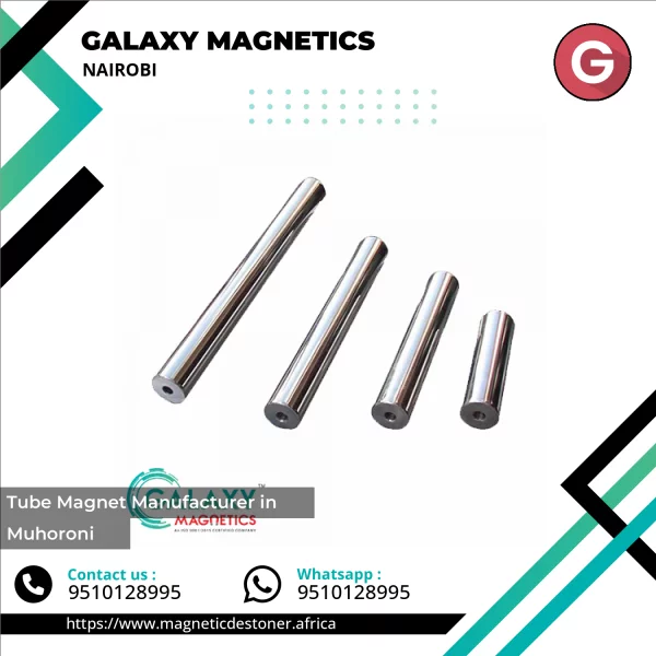Close-up View Of Industrial Tube Magnet Showing Magnetic Rods Inside Stainless Steel Casing