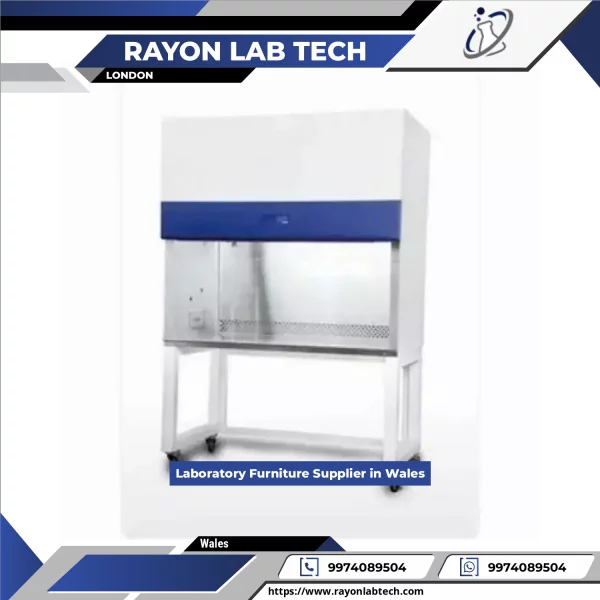Modular Laboratory Furniture Setup Including Benches And Storage Cabinets Inside A Modern Lab