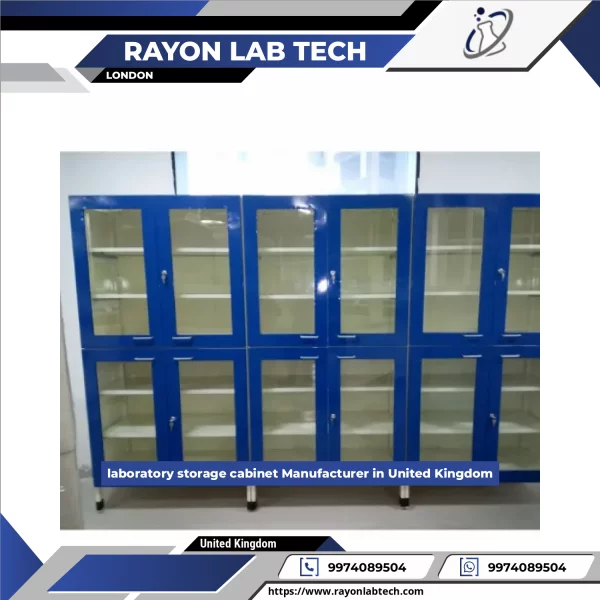 Metal Laboratory Storage Cabinet With Multiple Shelves And Lockable Doors
