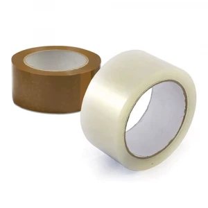 Rolls Of Clear BOPP Adhesive Packing Tape Stacked On Pallets Ready For Shipment