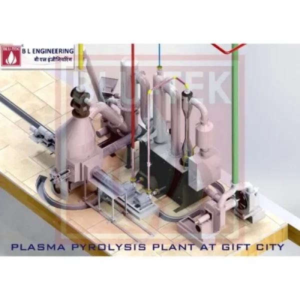 Industrial Pyrolysis Plant With Automated Control Panels Operating At A Waste Treatment Facility