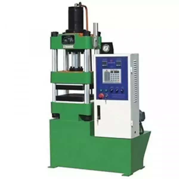 Automatic PTFE Molding Machine Showing Hydraulic Press System And Mold Setup