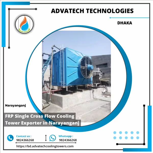 FRP Single Cross Flow Cooling Tower Installed In An Industrial Setting