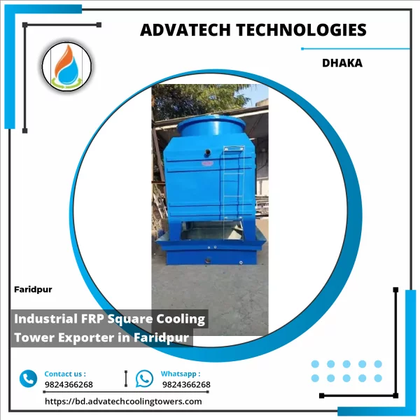 Industrial FRP Square Cooling Tower Showing Fiberglass Panels And Structural Frame