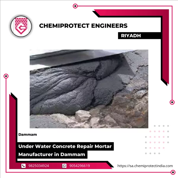 Underwater Concrete Repair Mortar Being Applied To Damaged Section Beneath Water Surface