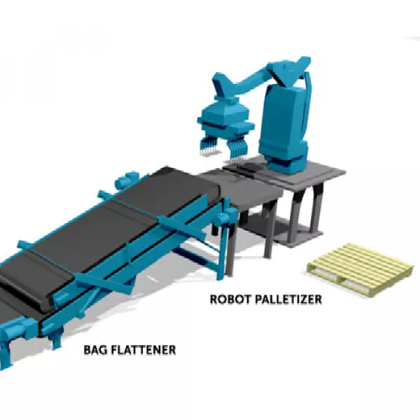 Industrial Bag Flattener Conveyor Machine In Operation