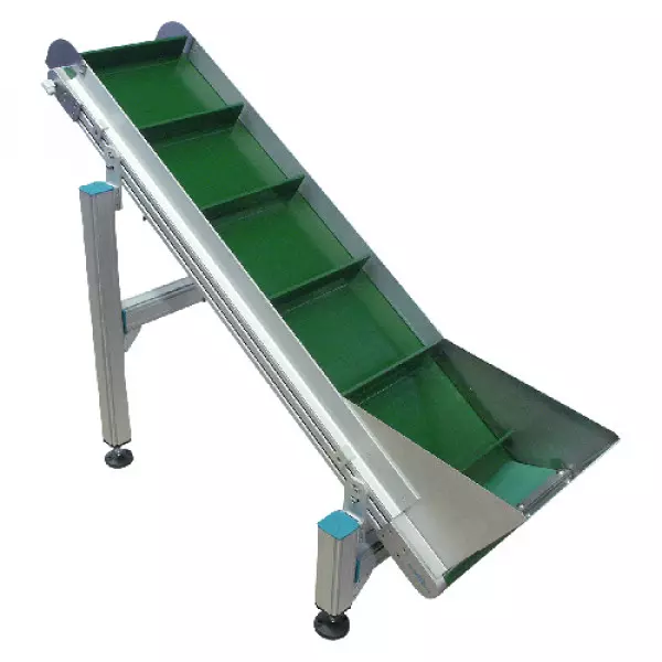 Cleated Belt Conveyor Carrying Bulk Material At An Inclined Angle