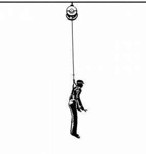 Worker Using Fall Protection Equipment At Height