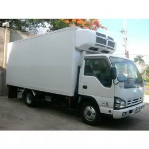 Refrigerated Van Parked At Loading Bay Showing Insulated Body And Refrigeration Unit
