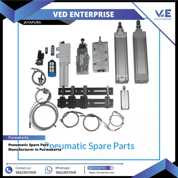 Close-up Of Pneumatic Spare Part Installed On Industrial Packaging Machine